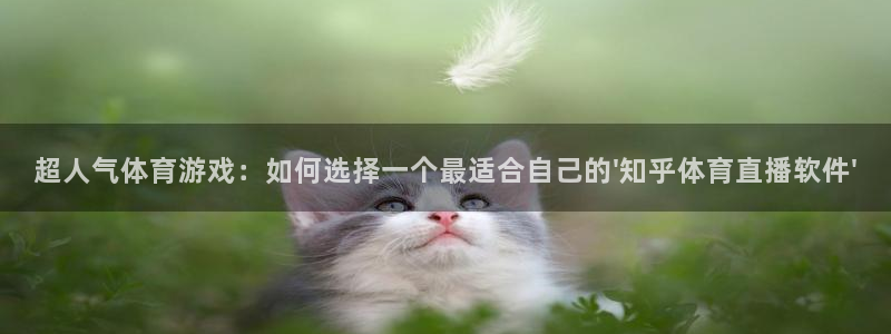 超人气体育游戏：如何选择一个最适合自己的\'知乎体育直播软件\'